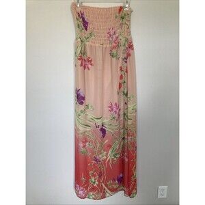Y2K Old Navy Smocked Strapless Floral Ombre Maxi Dress Med 2009 Fairy Cottage